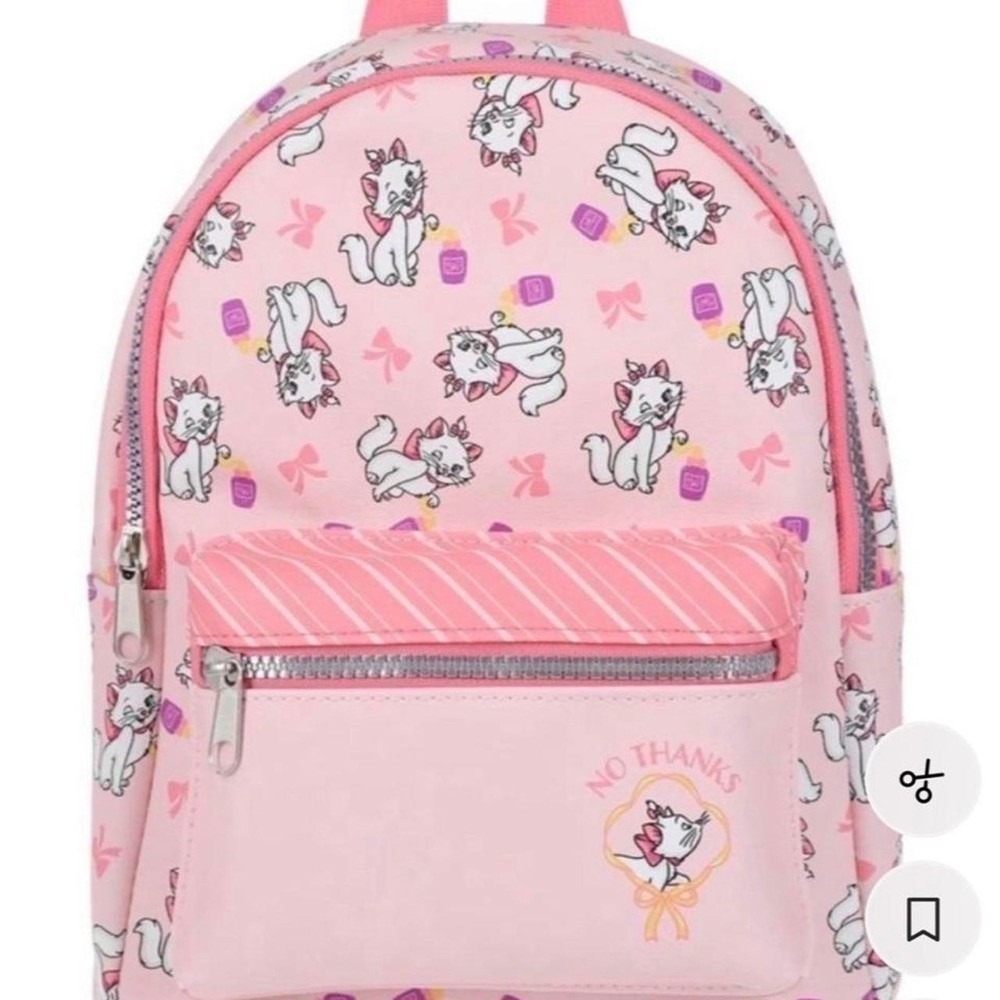 Disney Marie Aristocats Mini Backpack Pink Faux Leather Back to School Book Bag